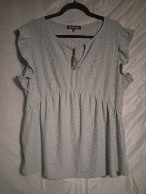 Steve Madden Light Mint Eyelet Tassel Babydoll Top Size XXL